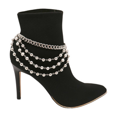 Silver Metal Chain Boot Bracelet Shoe Ball Waves Charm