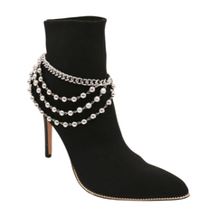 Silver Metal Chain Boot Bracelet Shoe Ball Waves Charm