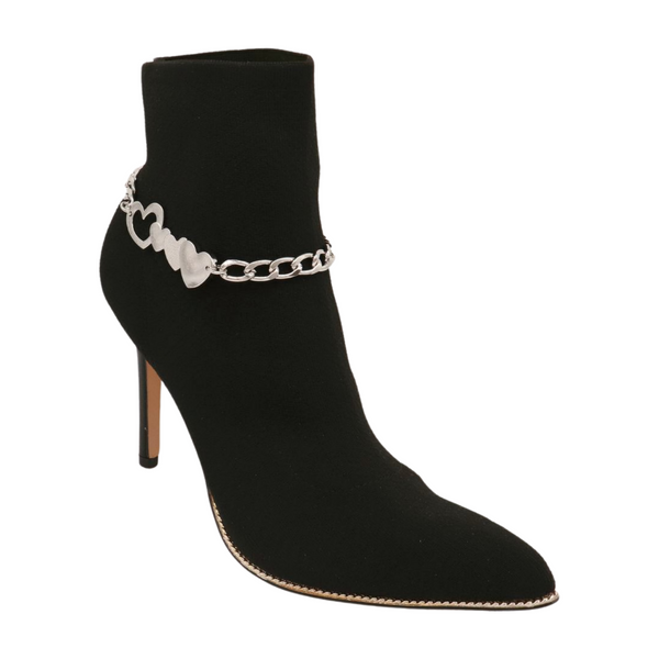 Brand New Women Silver Metal Chain Boot Bracelet Shoe Heart Love Charm