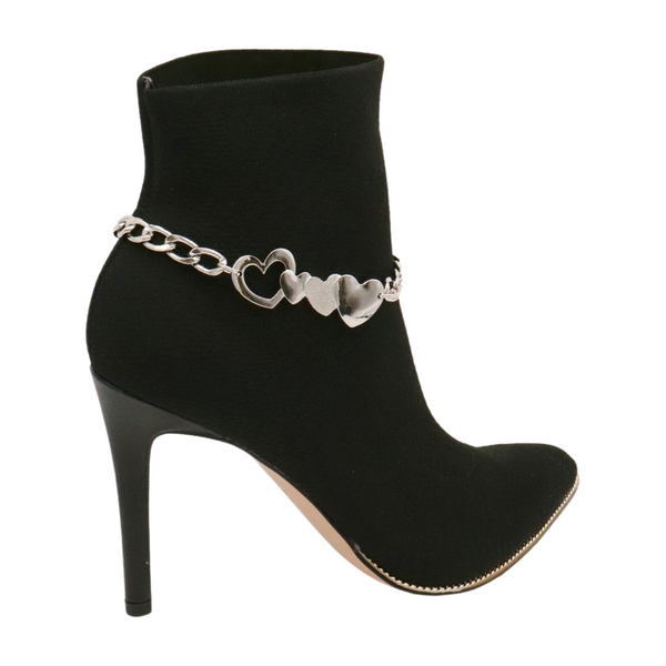 Brand New Women Silver Metal Chain Boot Bracelet Shoe Heart Love Charm