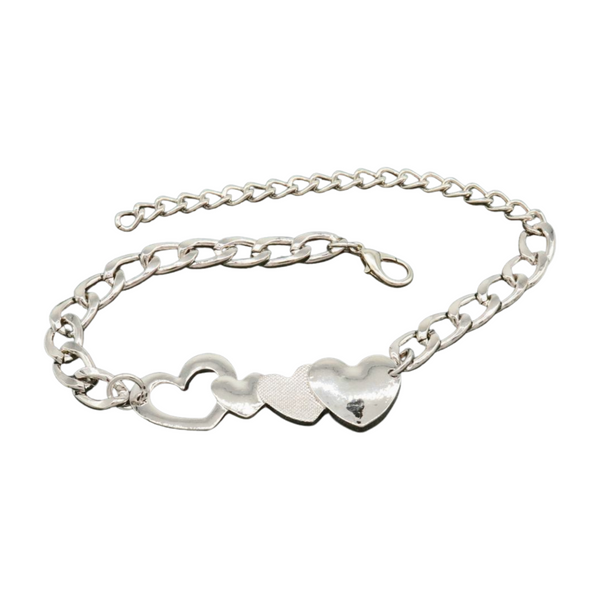Brand New Women Silver Metal Chain Boot Bracelet Shoe Heart Love Charm