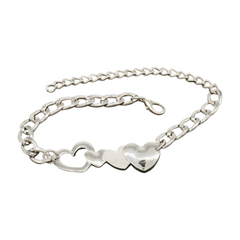 Silver Metal Chain Boot Bracelet Shoe Heart Love Charm