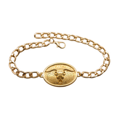 Brand New Women 2PCS Gold Metal Boot Chain Bracelet Shoe Anklet Texas Long Horn Bull Charm Set Fashion Jewelry - A PAIR     BC30