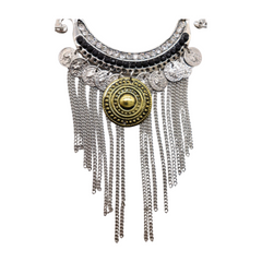 Brand New Women 2PCS Silver Metal Boot Chain Bracelet Shoe Anklet Black Ethnic Charm Fringes Set Fashion Jewelry - A PAIR     BC35