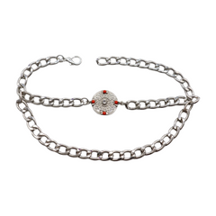 Brand New Women 2PCS Silver Metal Boot Chain Bracelet Shoe Anklet Wave Red Coin Charm Set Fashion Jewelry - A PAIR     BC39