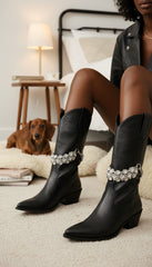 Brand New NEW Women Silver Metal Chain Boot Bracelet Anklet Shoe Flowers Charm Evening SET BC108