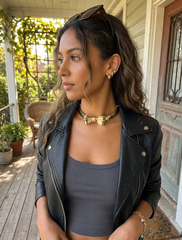 Brand New Women’s Gold-Tone Sculpted Bow Choker Necklace – WN71