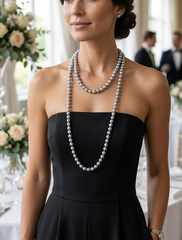 Brand New Women Gray Cream Imitation Pearl Necklace Women Extra Long 56 In Fashion Jewelry  -   WN21