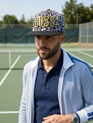 Brand New Adult White Leopard Print Boss Text Cap Black Brim Adjustable Baseball Hat Unisex  M17