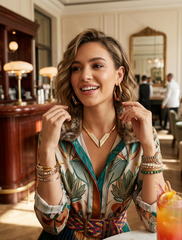 Brand New Women Gold Tone V Shape Choker Necklace Rhinestone Accent Statement Collar Jewelry   -   WN12