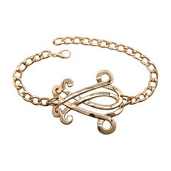 Brand New Women 2PCS Gold Metal Boot Chain Bracelet Shoe Anklet Scroll Fish Charm Set Fashion Jewelry Concho - A PAIR     BC20