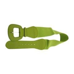 Brand New Women Olive Green Elastic Waistband Wide Fashion Belt Big Buckle Size S M    -   WB27