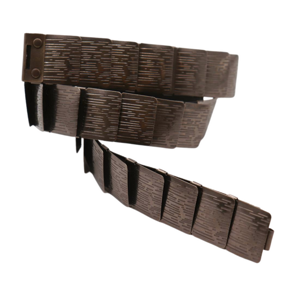 Brand New Women Pewter Black Color Metal Elastic Waistband Skinny Belt Size S M