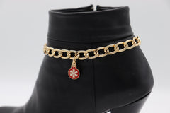 Brand New Women 2PCS Gold Boot Chain Bracelet Snowflake Ornament Charm Shoe Anklet A PAIR BC51