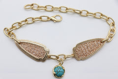 Brand New Women 2PCS Gold Boot Chain Bracelet Arrowhead Charm Turquoise Shoe Anklet BC60