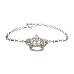 Brand New Women Silver Metal 2PCS Boot Chain Bracelet Shoe Anklet Bling Crown Queen Charm Fashion Jewelry Set - A PAIR     BC7