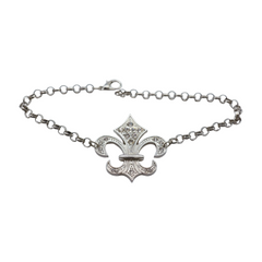 Brand New Women Silver Metal 2PCS Boot Chain Bracelet Shoe Fleur De Lis Lily Charm Fashion Jewelry Set - A PAIR   BC4