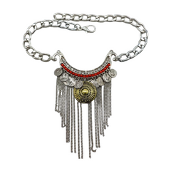 Brand New Women 2PCS Silver Metal Boot Chain Bracelet Shoe Anklet Red Ethnic Charm Set Fashion Jewelry - A PAIR     BC22