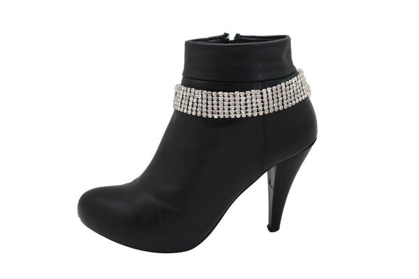 Brand New Women Silver Metal Boot Chain Bracelet Shoe Bling Rhinestones Charm