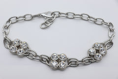 Brand New Women 2PCS Silver Metal Boot Chain Bracelet Bling Rhinestones Charm Shoe Anklet BC77