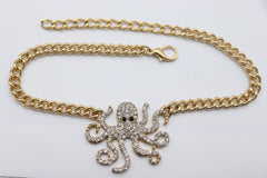 Brand New Women 2PCS Gold Metal Boot Chain Bracelet Octopus Charm Shoe Anklet BC74