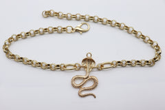 Brand New Women 2PC Gold Boot Chain Bracelet Cobra Snake Charm Shoe Anklet BC68