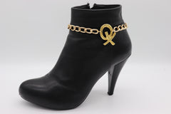 Brand New Women 2PCS Gold Metal Boot Chain Bracelet X O Charm Shoe Anklet BC71