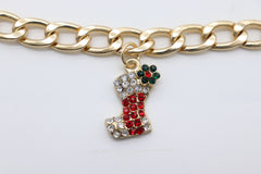 Brand New Women 2PCS Gold Metal Boot Chain Bracelet Stocking Charm Shoe Anklet BC54