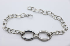 Brand New Women 2PCS Silver Boot Chain Bracelet Oval Links Charm Shoe Anklet BC61