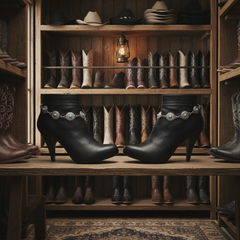 Brand New NEW Women Silver Metal Chain Boot Bracelet Shoe Turquoise Blue Flower Charm SET BC98