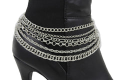 Classic Style Multi-Strand Silver Metal Boot Chain