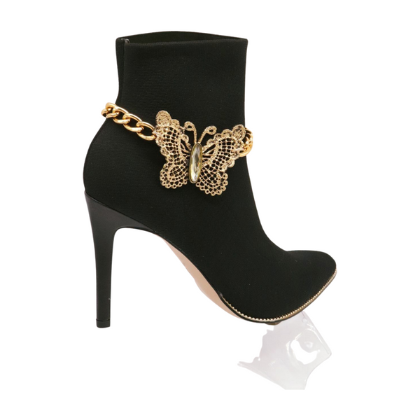 Women Gold Metal Chain Boot Bracelet Shoe Butterfly Charm