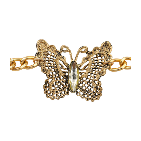 Women Gold Metal Chain Boot Bracelet Shoe Butterfly Charm