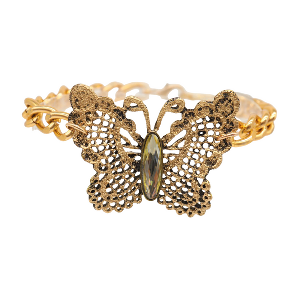 Women Gold Metal Chain Boot Bracelet Shoe Butterfly Charm