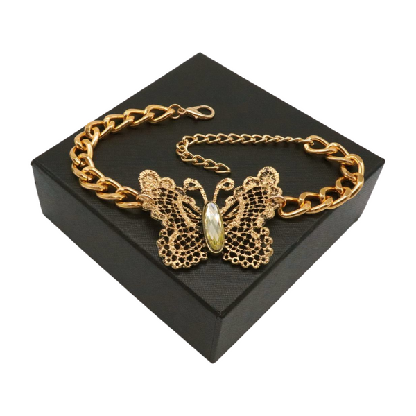Women Gold Metal Chain Boot Bracelet Shoe Butterfly Charm
