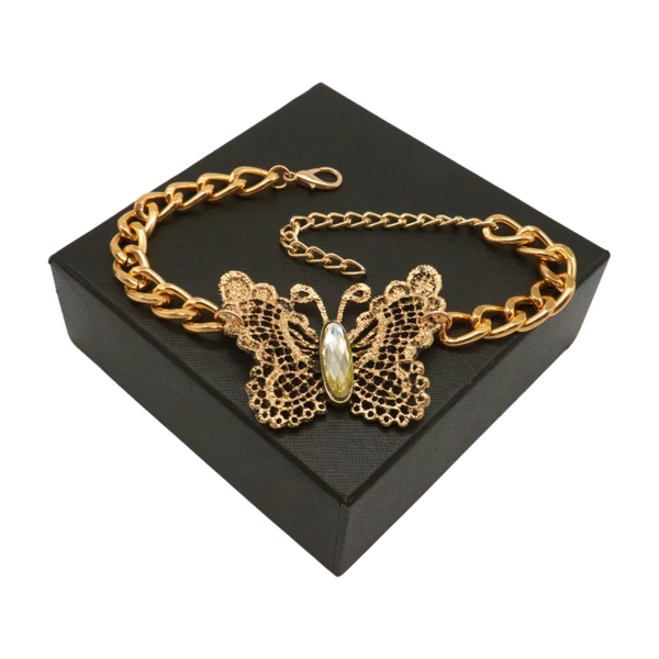 Women Gold Metal Chain Boot Bracelet Shoe Butterfly Charm