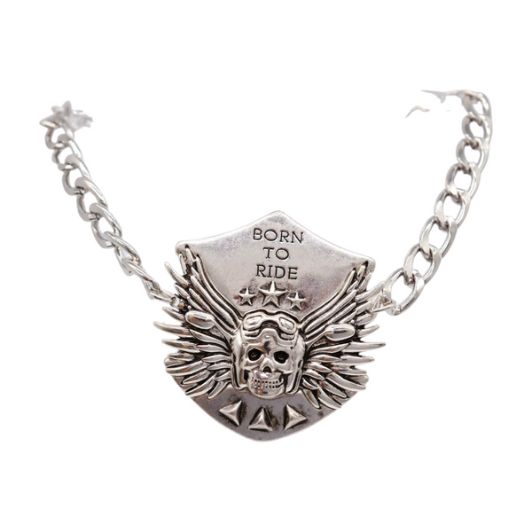 Women Silver Boot Chain Bracelet Shoe BORN TO RIDE Charm