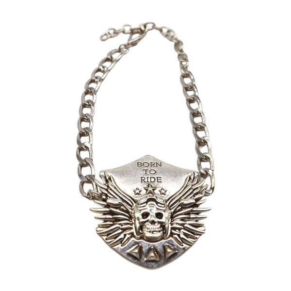 Women Silver Boot Chain Bracelet Shoe BORN TO RIDE Charm