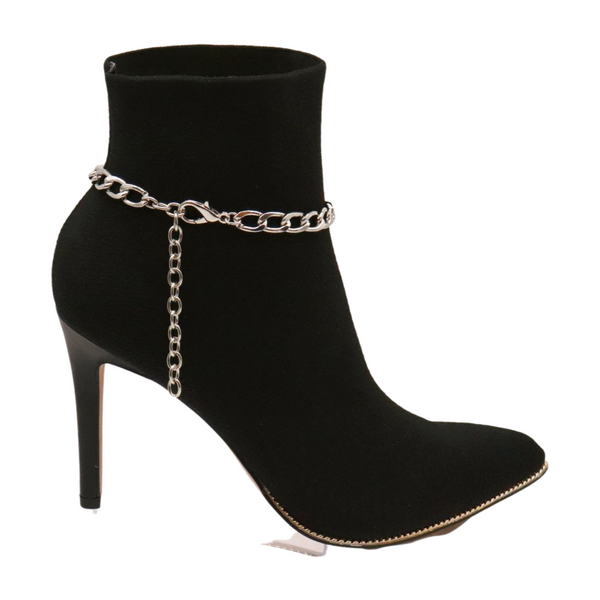 Women Silver Boot Chain Bracelet Shoe BORN TO RIDE Charm