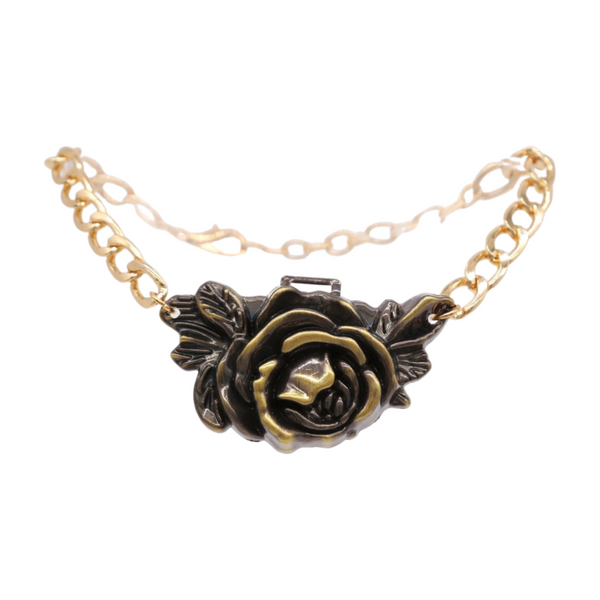 Women Gold Metal Chain Boot Bracelet Shoe Rose Flower Charm