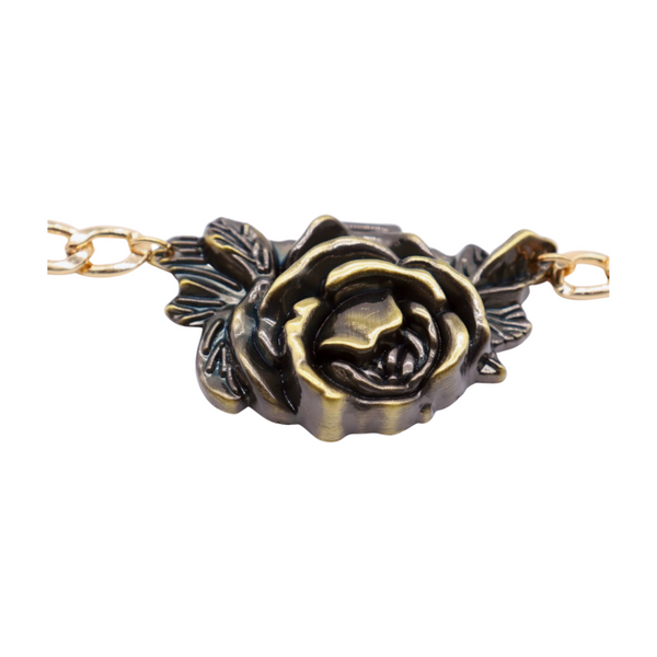 Women Gold Metal Chain Boot Bracelet Shoe Rose Flower Charm