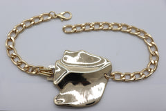 Brand New Women 2PCS Gold Metal Boot Chain Bracelet Artsy Charm Sculpture Shoe Anklet BC57