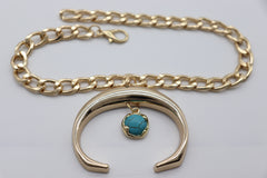 Brand New Women 2PCS Gold Metal Boot Chain Bracelet Turquoise C Charm Shoe Anklet BC58