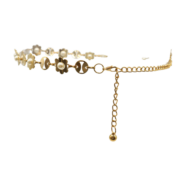 Brand New Women Gold Metal Flower Charm Skinny Belt Waist Hip S M L