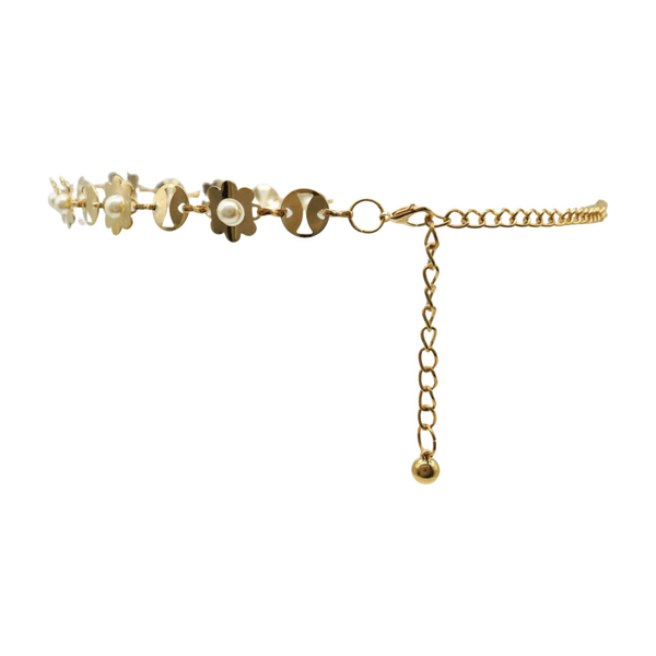 Brand New Women Gold Metal Flower Charm Skinny Belt Waist Hip S M L