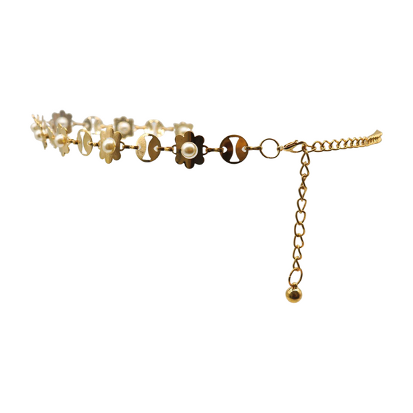 Brand New Women Gold Metal Flower Charm Skinny Belt Waist Hip S M L