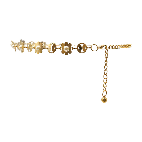 Brand New Women Gold Metal Flower Charm Skinny Belt Waist Hip S M L
