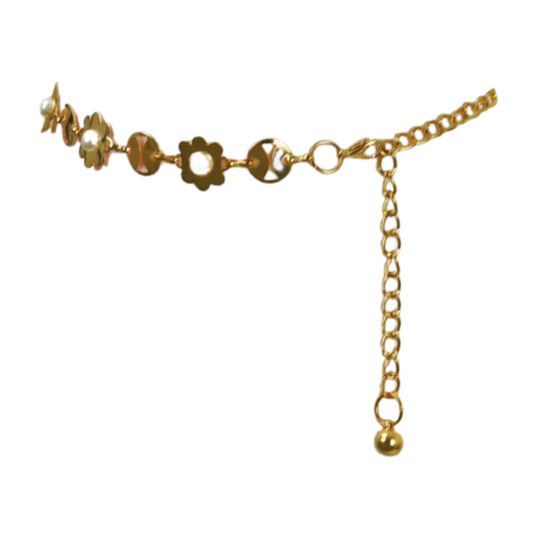 Brand New Women Gold Metal Flower Charm Skinny Belt Waist Hip S M L
