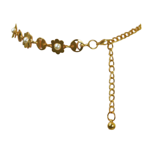 Brand New Women Gold Metal Flower Charm Skinny Belt Waist Hip S M L