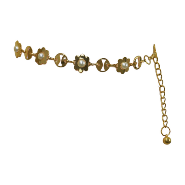 Brand New Women Gold Metal Flower Charm Skinny Belt Waist Hip S M L